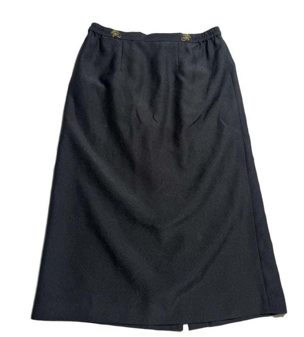 Champagne Italy Vintage Black Midi Skirt with Gold Bead Embellishments Size 10
